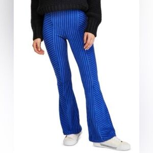Free People Blue Pinstripe Flared Pants